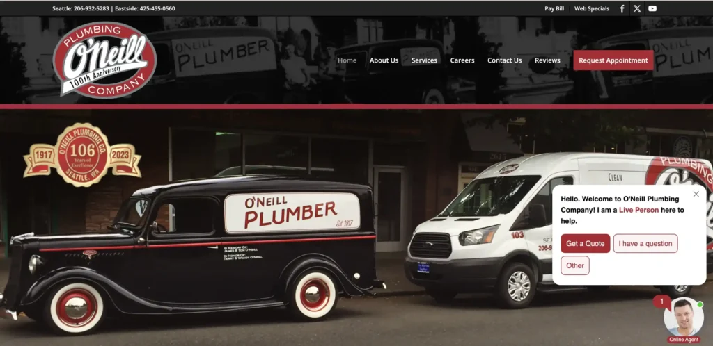 O'Neill Plumbing Company Plumbing Website